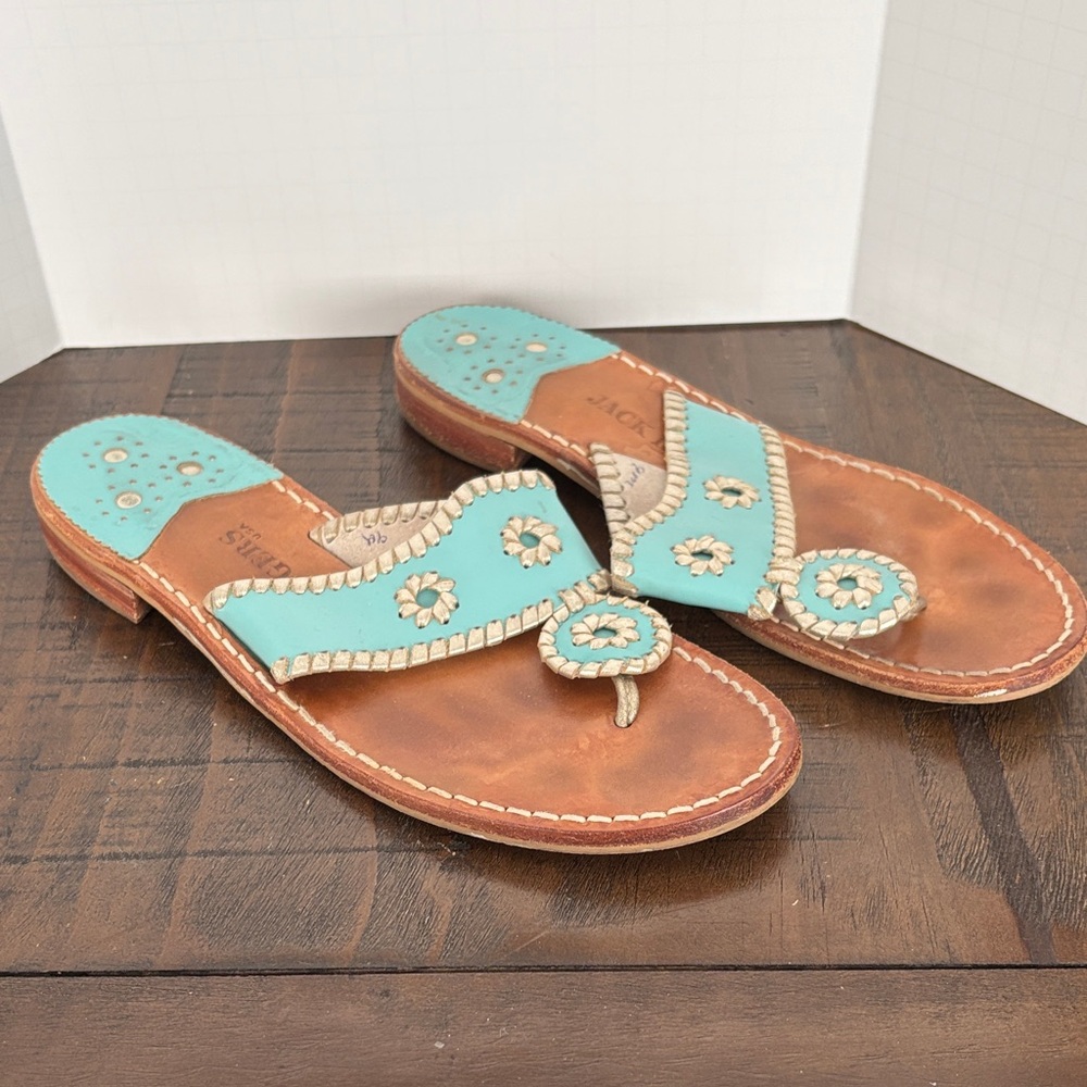 Jack Rogers Women's Aqua and Tan Sandals